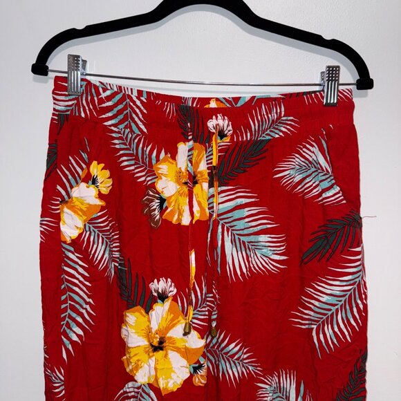 Womens Indero Red Floral Print Rayon Pull-On Pants XL - Picture 3 of 5